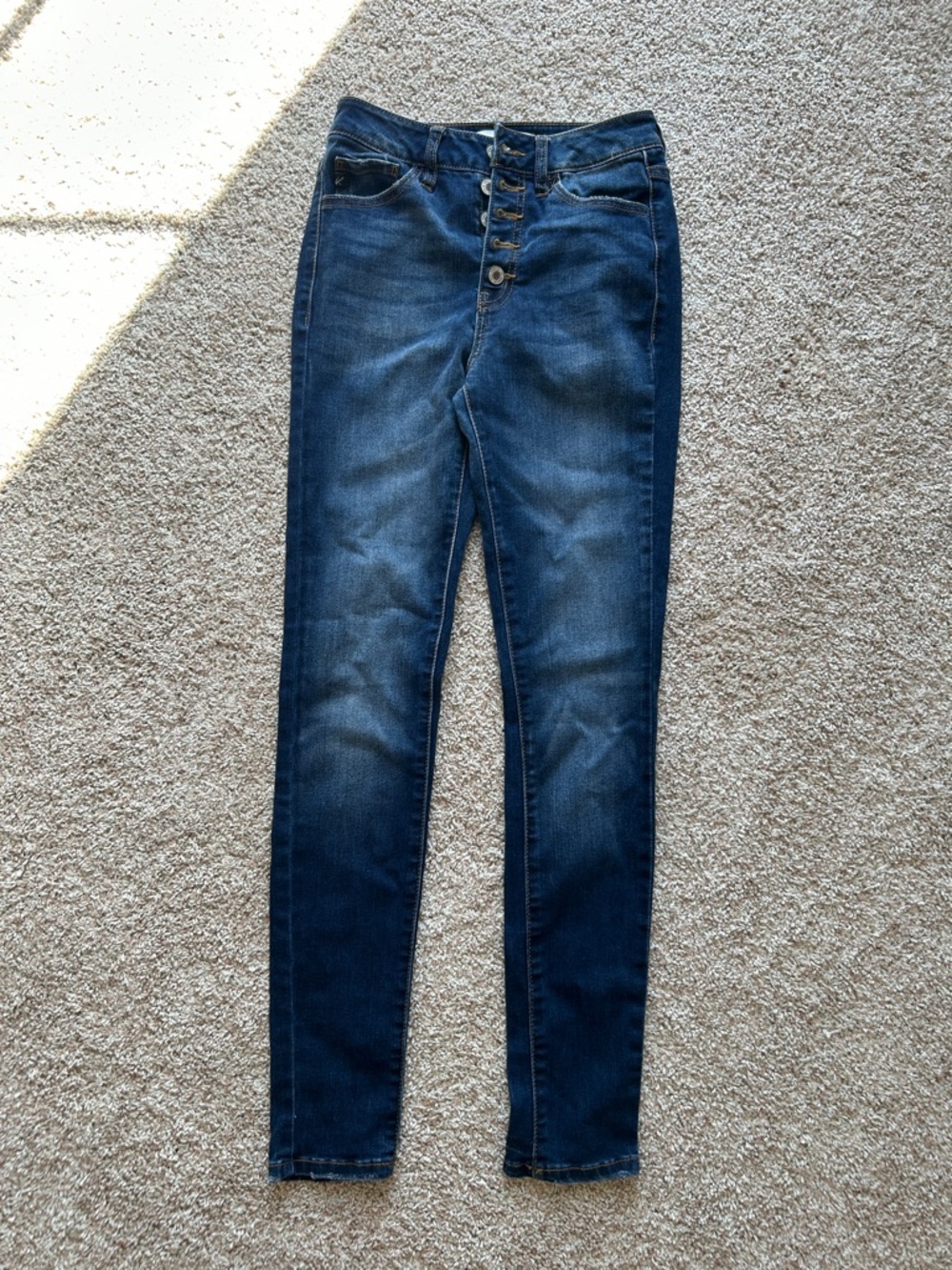 KanCan Dark Blue High-Rise Button-Fly Skinny Jeans